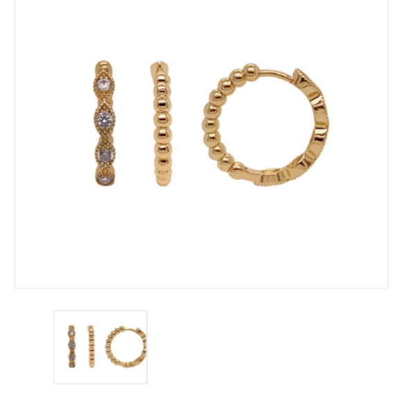 18K Gold Plated Reversible Hoop Earrings - Picture 3 of 5